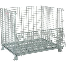 Global Industrial Folding Wire Container 48""L x 40""W x 42-1/2""H 3000 lb. Capacity Gray