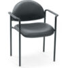 Boss Stacking Guest Chair with Arms - Vinyl - Low Back - Black