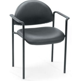 Boss Stacking Guest Chair with Arms - Vinyl - Low Back - Black
