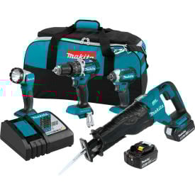 Makita® LXT® Cordless 4-Pc. Combo Kit 5.0Ah 18V Lithium-Ion Brushless 1500 lbs Torque