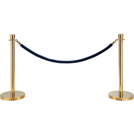 Global Industrial™ Blue Velour Rope 59"" With Ends For Portable Gold Post