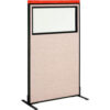 Interion® Deluxe Freestanding Office Partition Panel w/Partial Window 36-1/4""W x 61-1/2""H Tan