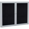Ghent Enclosed Bulletin Board 2 Door 60""W x 36""H Black Recycled Rubber/Silver Frame