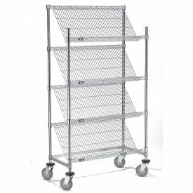 Nexel® Slant Wire Shelving Truck w/4 Shelves 36""L x 18""W x 69""H