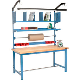 Global Industrial™ Packing Workbench W/Riser Kit Maple Butcher Block Square Edge 60""W x 30""D
