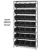 Quantum WR7-245 Chrome Wire Shelving With 24 Giant Plastic Stacking Bins Black 36x12x74