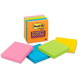 Post-it Super Sticky Notes, 5 Sticky Note Pads, 3 X 3 In., Ideal For Organization In Your Dorm, Home Or Office, Single Color Packs Collection, Power Pink