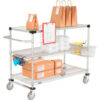Nexel® Chrome Curbside Cart w/3 Shelves & Polyurethane Casters 36""L x 24""W x 40""H