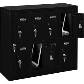 Global Industrial™ 2-Tier 8 Door Locker w/ Key Lock 28-1/2""Wx11-1/4""Dx26-3/4""H Blk Assembled