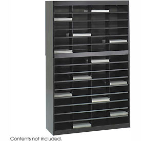 60 Compartment Steel Literature Organizer - Black