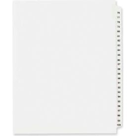 Avery Side Tab Legal Exhibit Index Divider 76 to 100 8.5""x11"" 1 Tab/25 Sets White/White