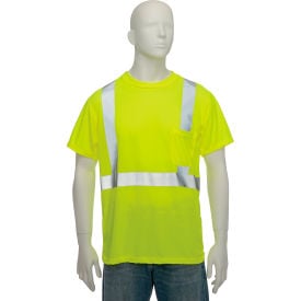 OccuNomix Standard Wicking Birdseye Class 2 T-Shirt W/ Pocket Hi-Vis Yellow 2XL LUX-SSETP2B-Y2X