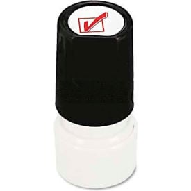 Universal Round Message Stamp CHECK MARK Pre-Inked/Re-Inkable Red