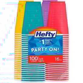Hefty® Easy Grip Disposable Plastic Party Cups 16 oz Assorted Colors Pack of 100