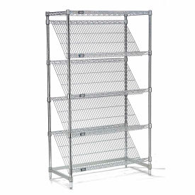 Nexel® 5 Shelf Chrome Slant Wire Shelving Unit Starter 48""W x 18""D x 74""H