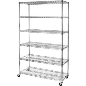6-Tier UltraDurable Mobile Wire Shelving - Commercial Grade NSF Steel 48""L x 18""W x 75""H - Plated