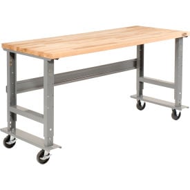 Global Industrial™ Mobile Workbench 60 x 30"" Adjustable Height Maple Square Edge