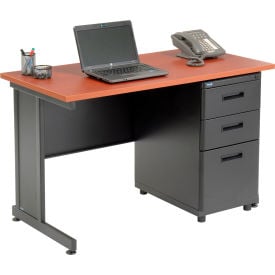 Interion® Office Desk with 3 Drawers - 48"" x 24"" - Cherry