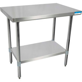 BK Resources 430 Stainless Steel Table 30 x 24"" Adjustable Undershelf 18 Gauge