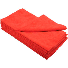 Global Industrial™ 300 GSM Microfiber Cleaning Cloths 16"" x 16"" Red 12 Cloths/Pack