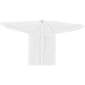 Global Industrial™ Disposable Polypropylene Lab Coat Knit Wrist Collar Snap Closure SML 25/Case