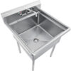 Global Industrial™ Stainless Steel Utility Sink W/Faucet & 8"" Backsplash 24""x24""x12"" Deep