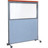 Interion® Mobile Deluxe Office Partition Panel with Partial Window 60-1/4""W x 100-1/2""H Blue