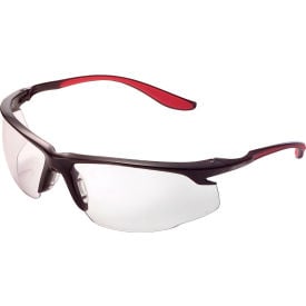 Global Industrial™ Sport Half Frame Safety Glasses Anti-Fog Clear Lens Red Frame