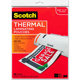Scotch® Letter Size Thermal Laminating Pouches 3 mil 11 1/2 x 9 20/Pack
