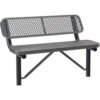 Global Industrial™ 4' Outdoor Steel Bench w/ Backrest Expanded Metal In Ground Mount Gray