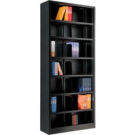 Interion® All Steel Bookcase 36"" W x 12"" D x 84"" H Black 7 Openings
