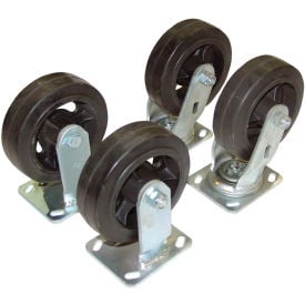 8"" x 2"" Mold-On-Rubber Caster Kit D-CK4-MR8-2 for Hopper - 2400 Lb. Cap.