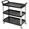 Luxor® Service Cart Aluminum Posts 3 Shelf 40-1/2""Lx19-3/4""W Black
