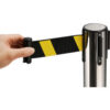 Global Industrial™ Retractable Belt Barrier 39"" Stainless Steel Post 6-1/2' Black/Yellow Belt