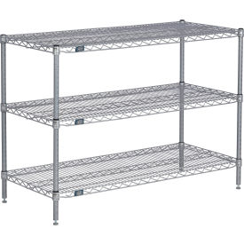 Nexel® 3 Shelf Nexelate® Silver Epoxy Wire Shelving Unit Starter 42""W x 14""D x 34""H
