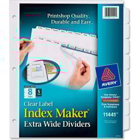 Avery Index Maker Extra-Wide Tab Divider Blank 9.25""x11.25"" 8 Tabs 5 Sets White/White