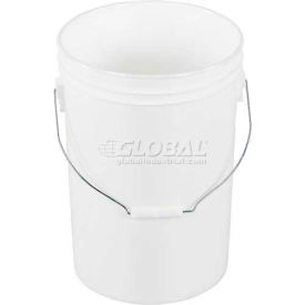 6 Gallon Open Head Plastic Pail PAIL-6-PWS with Steel Handle - White