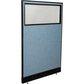 Interion® Office Partition Panel with Partial Window & Raceway 48-1/4""W x 76""H Blue