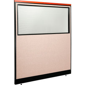 Interion® Deluxe Office Partition Panel w/Partial Window & Raceway 60-1/4""W x 65-1/2""H Tan