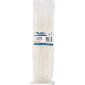 Global Industrial™ 11"" Cable Zip Ties Natural w/UV 75 lb 100/PK