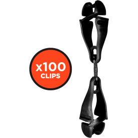 Ergodyne® 3420-BULK Squids® Swivel Glove Clip Holder Dual Clips 100-Pack Black