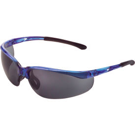 Global Industrial™ Half Frame Safety Glasses Anti-Fog Smoke Lens Blue Frame