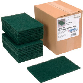 Global Industrial™ Heavy Duty Scouring Pads Green 6"" x 9"" - Case of 15 Pads