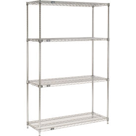 Nexel® 4 Shelf Chrome Quick Adjust Wire Shelving Unit Starter 72""W x 18""D x 63""H