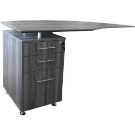 Safco® Medina 63""W Left Curved Desk Return With Pencil-Box-File Pedestal Gray Steel