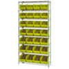Global Industrial Chrome Wire Shelving w/ 28 Stacking Yellow Bins 36""W x 12""D x 74""H Gray