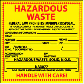 Hazardous Waste Vinyl Labels - For Solids