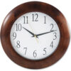 Universal® Round Wood Wall Clock 12.75"" Overall Diameter Cherry Case 1 AA