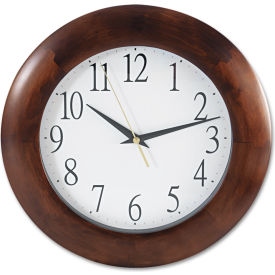 Universal® Round Wood Wall Clock 12.75"" Overall Diameter Cherry Case 1 AA