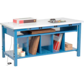 Global Industrial™ Packing Workbench W/Lower Shelf & Power ESD Square Edge 72""W x 30""D